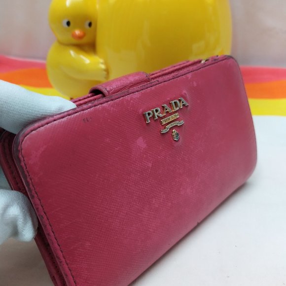 Prada Red Leather Credit Card Bifold Wallet - Picture 3 of 16